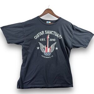 Coastal Classics Mens Large Black Guitar Sanctuary McKinney TX T-Shirt L
